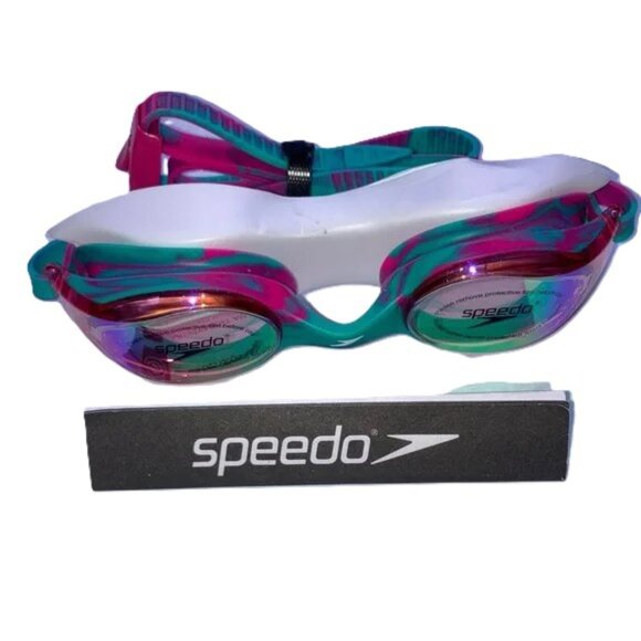 SPEEDO Hyper Flyer Mirror Goggle Teal and Pink Womens Small - Picture 1 of 12